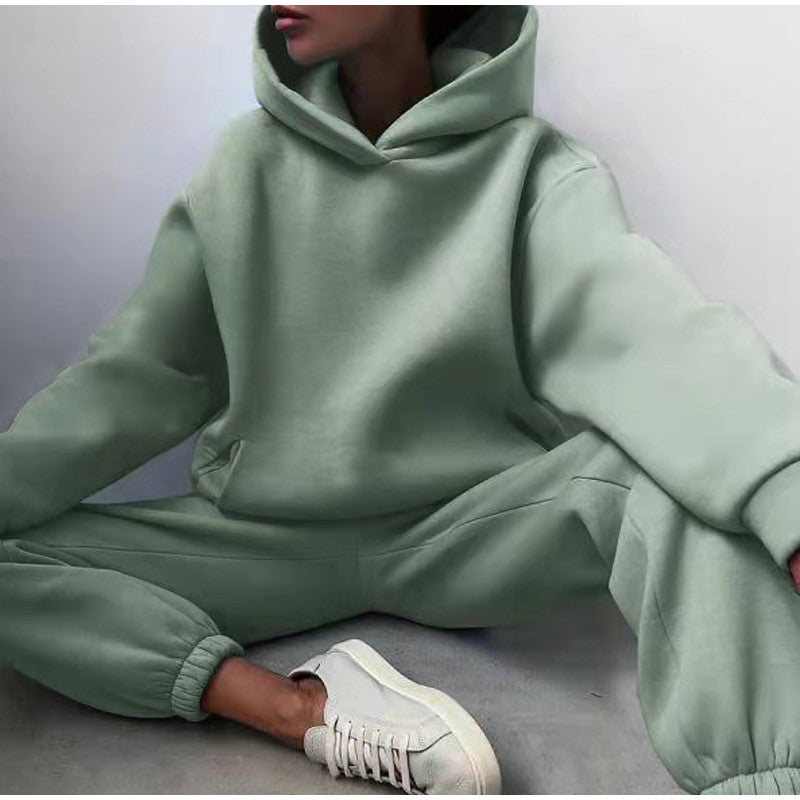 Relaxed Fit High Waisted Hoodie and Jogger Set for Women - Pexav