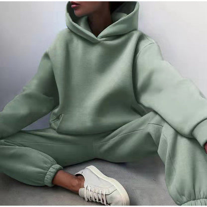 Relaxed Fit High Waisted Hoodie and Jogger Set for Women - Pexav