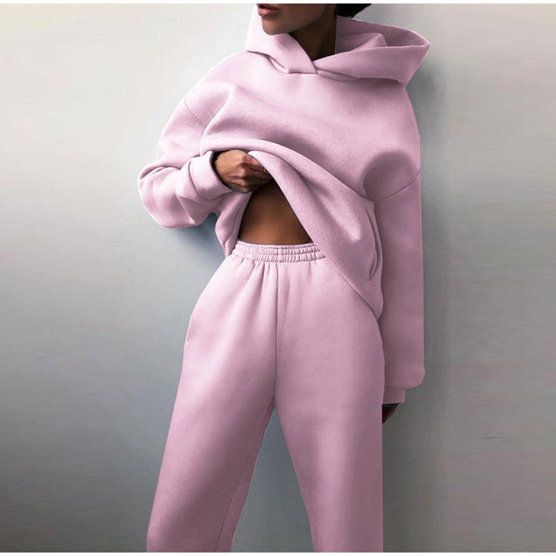 Relaxed Fit High Waisted Hoodie and Jogger Set for Women