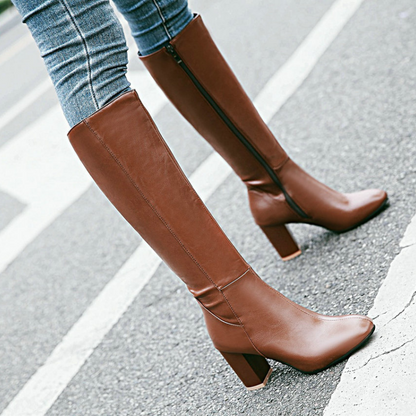 Stylish Vegan Leather Zip Ankle Boots