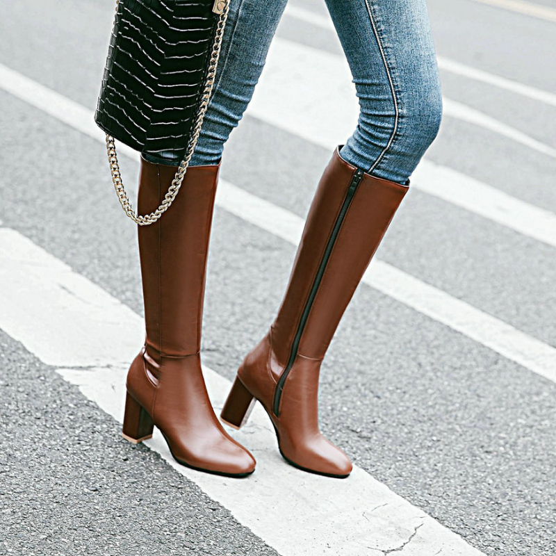 Stylish Vegan Leather Zip Ankle Boots - Pexav
