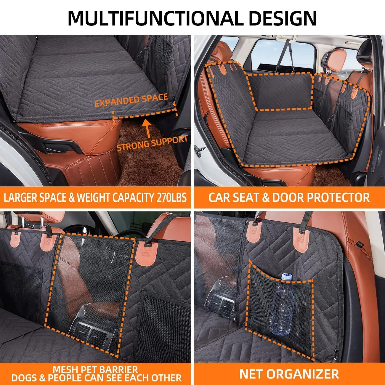 Pet Friendly Car Seat Extender with Waterproof Bottom