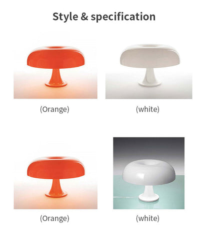 DESIGNER LED TOADSTOOL TABLE LAMP - MODERN MINIMALIST FOR BEDROOM & LIVING ROOM-Orange-EU Plug-Nora Luxe