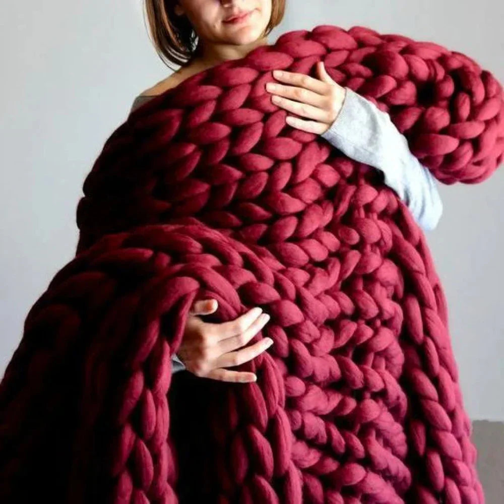 DIY Chunky XL 1000 Gram Wool Yarn for Soft Blankets - LuxeWool-Bordeaux Red-0.00220462 lbs-Nora Luxe