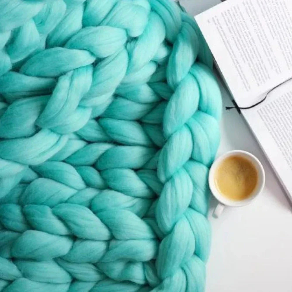 DIY Chunky XL 1000 Gram Wool Yarn for Soft Blankets - LuxeWool-Turquoise-0.00220462 lbs-Nora Luxe