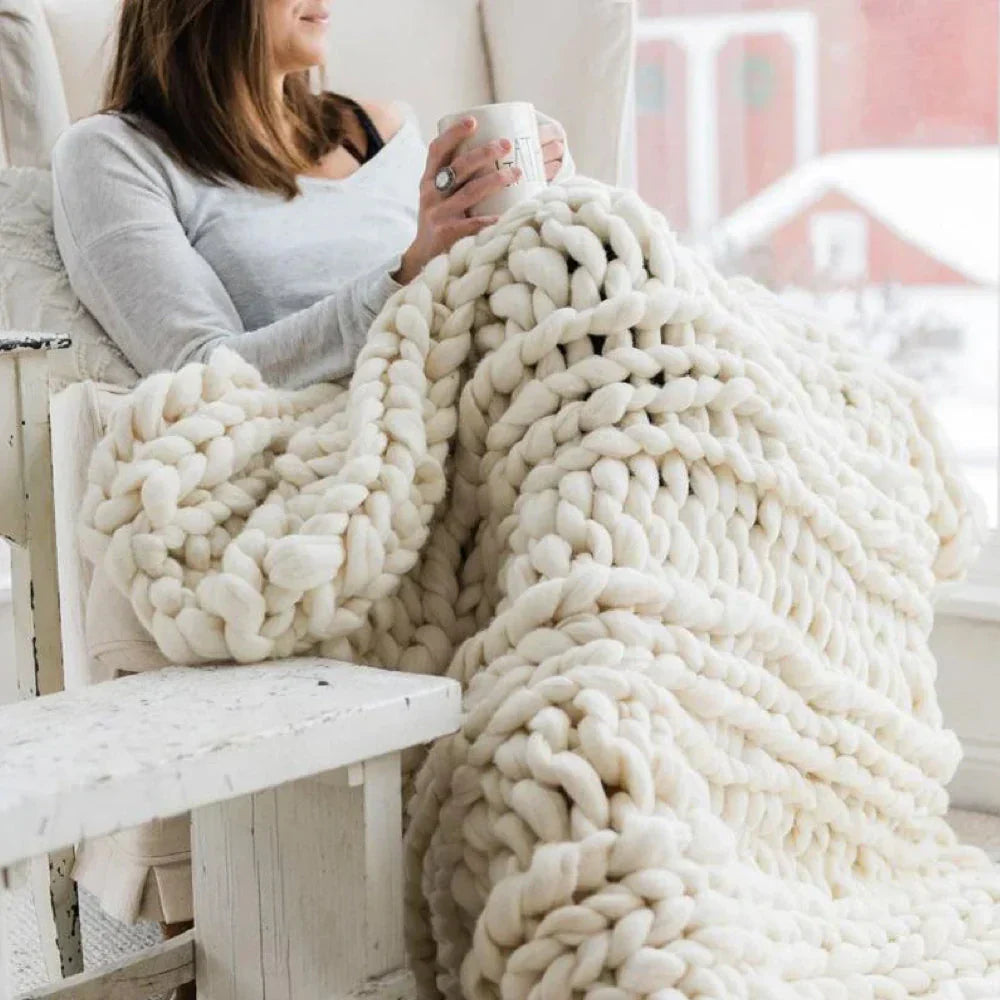DIY Chunky XL 1000 Gram Wool Yarn for Soft Blankets - LuxeWool-White-0.00220462 lbs-Nora Luxe