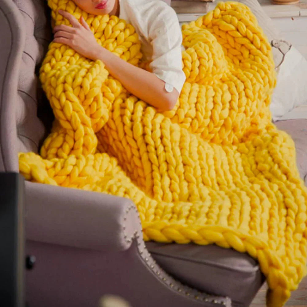 DIY Chunky XL 1000 Gram Wool Yarn for Soft Blankets - LuxeWool-Yellow-0.00220462 lbs-Nora Luxe