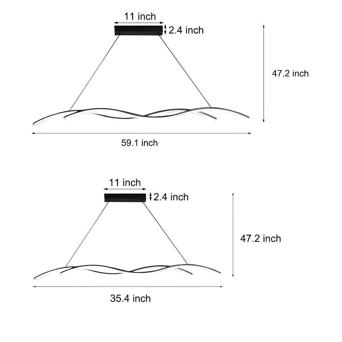 Unique Curved Sleek LED Modern Ceiling Light