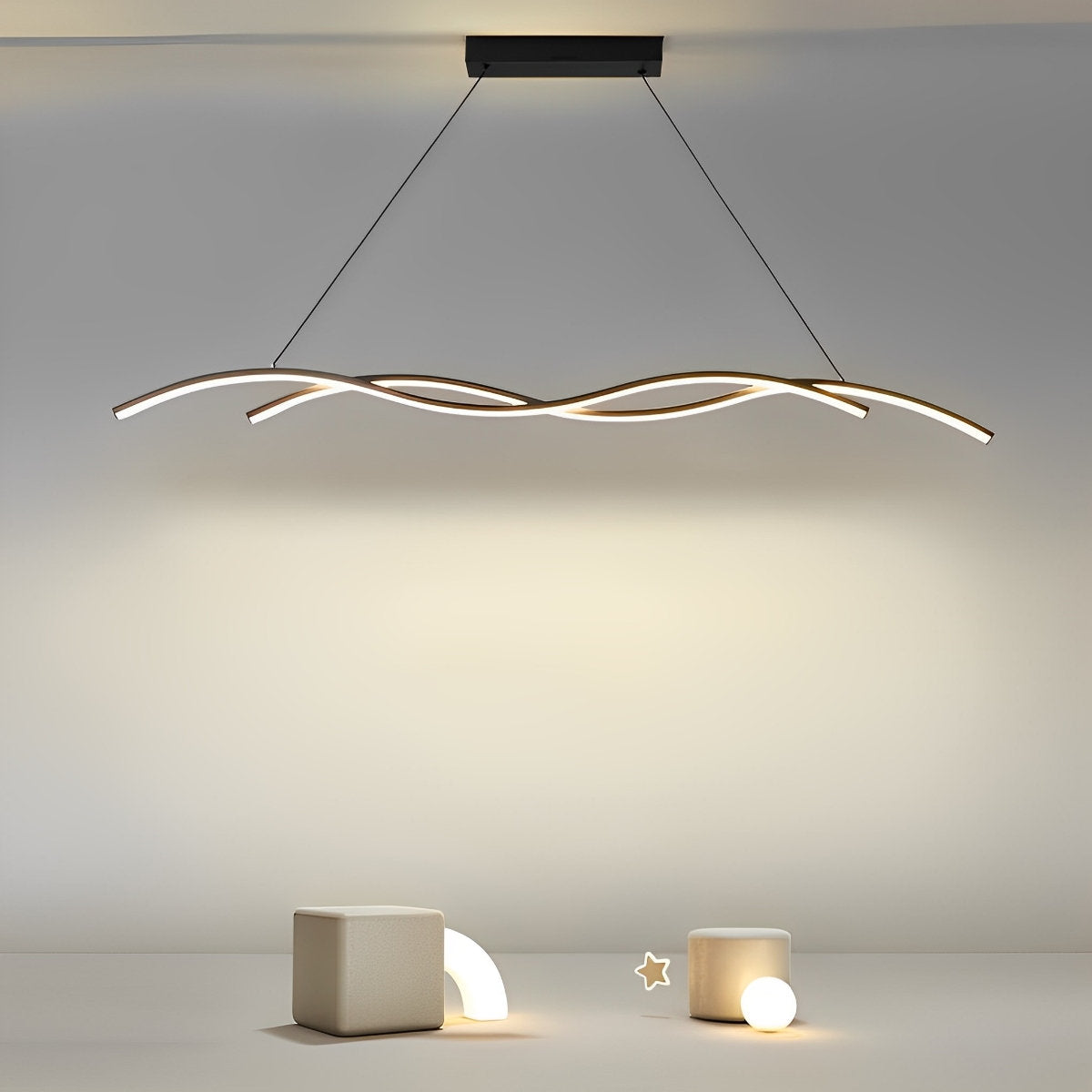 Unique Curved Sleek LED Modern Ceiling Light