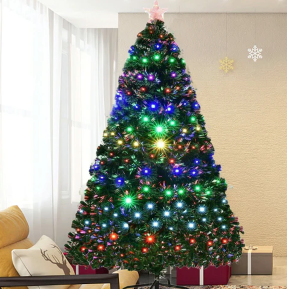 Tall Deluxe Pre-Lit Snowy Christmas Tree - Pexav