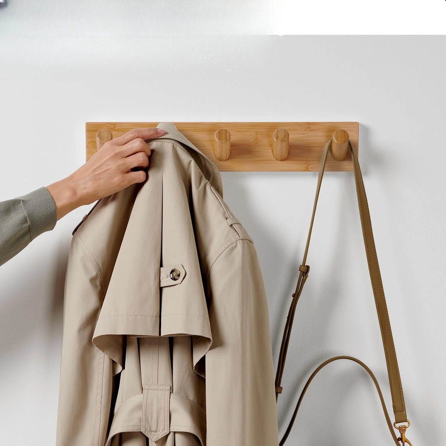 Sturdy Wooden Coat Rack with 5 Hanging Hooks