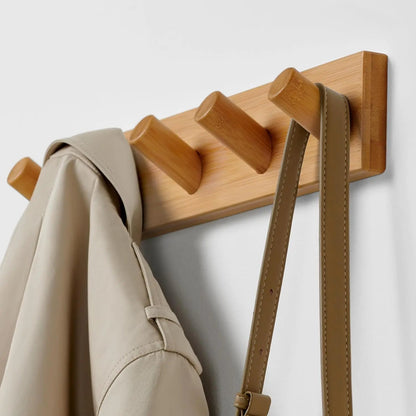 Sturdy Wooden Coat Rack with 5 Hanging Hooks - Pexav