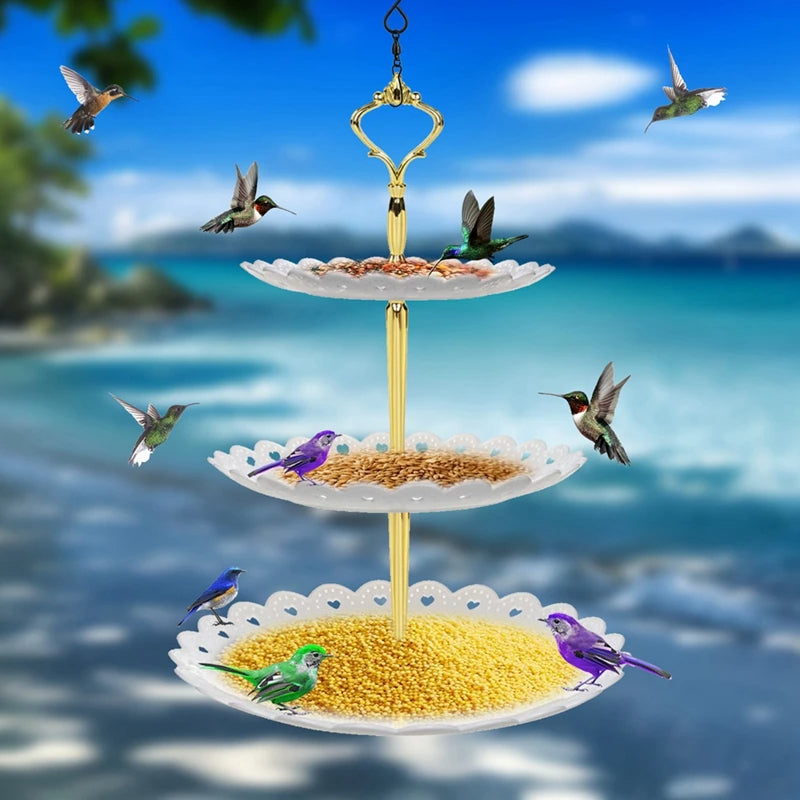 Triple Level Bird Feeder and Birdbath Set - Pexav