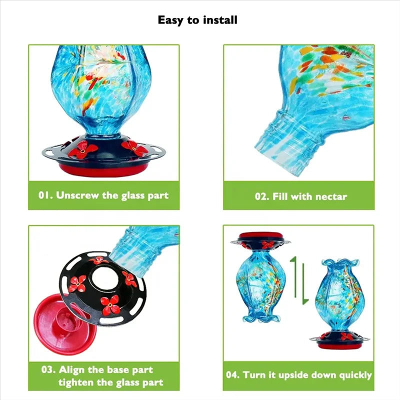 Colorful Glass Outdoor Bird Feeder