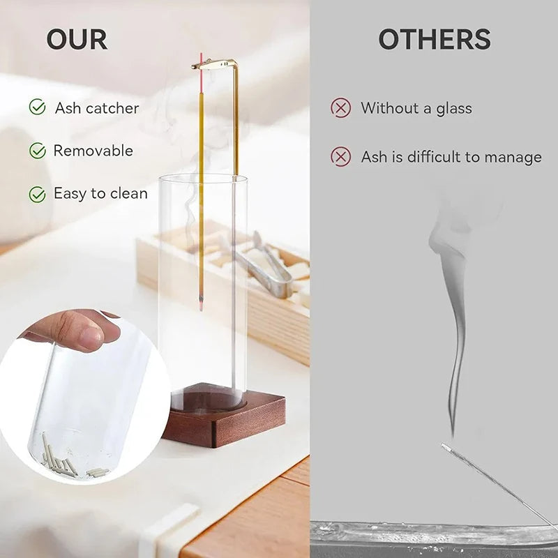 Clear Incense Burner with Ash Tray