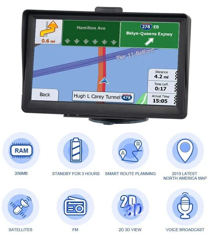 Compact Car GPS Navigator with Preloaded USA Maps