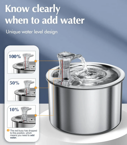 Automatic Pet Water Fountain with Filter - Modern Stainless Steel