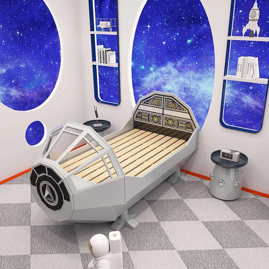 Fun Cosmic Wood Bunk Bed for Kids - Pexav
