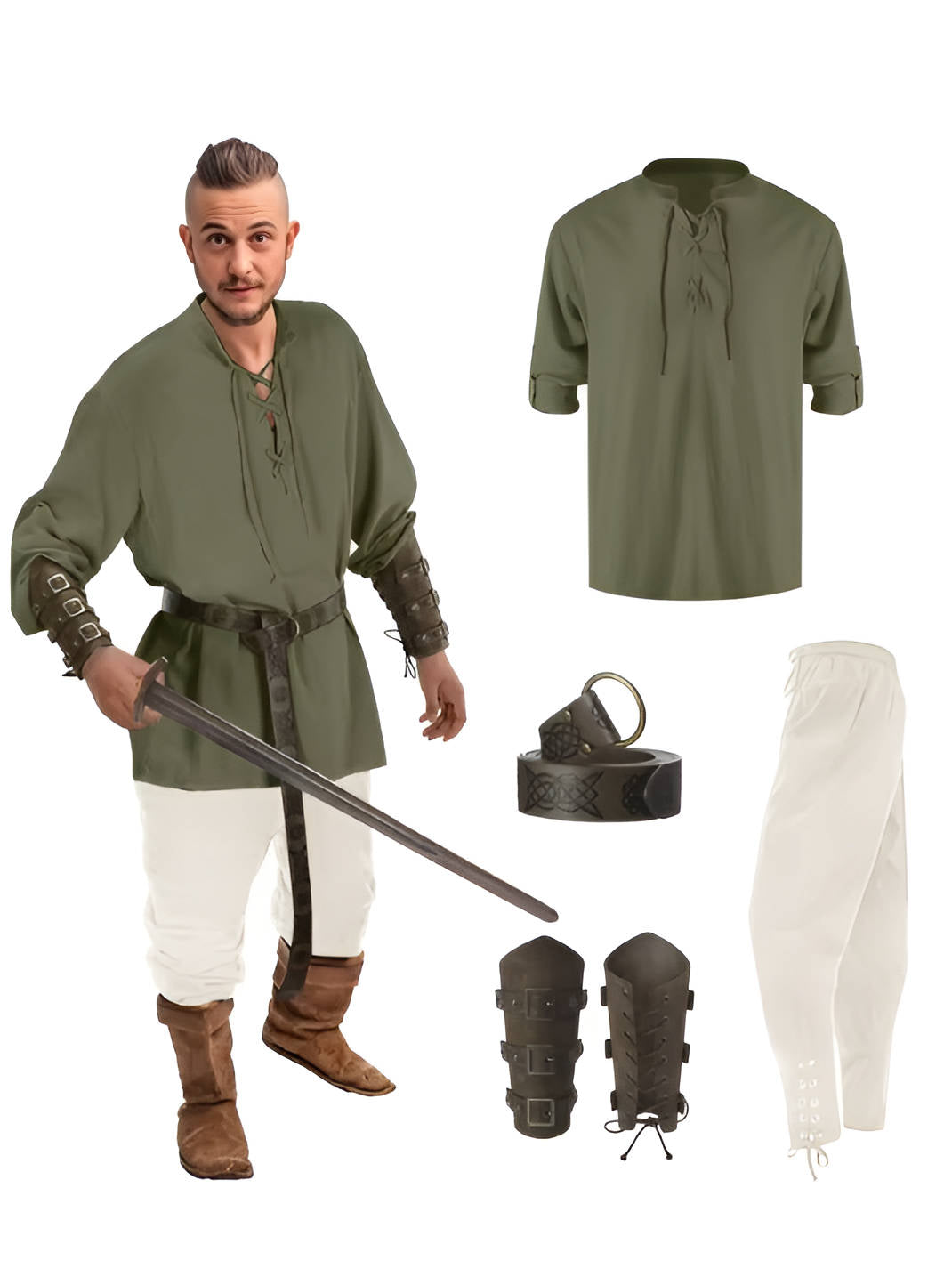 Men's Medieval Knight Halloween Costume Set