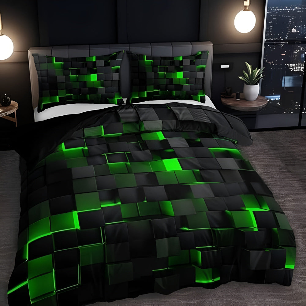 Vibrant Bed Quilt Set Colorful Geo Pattern & Long Lasting