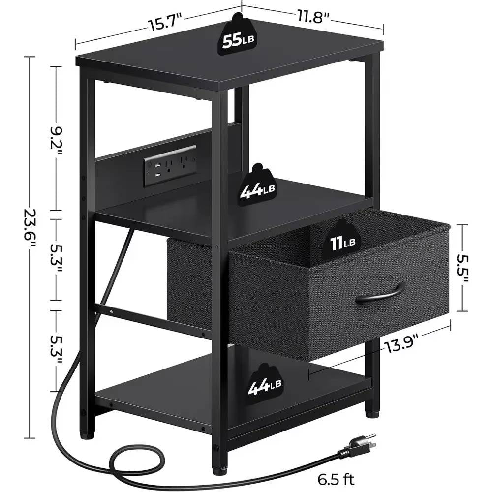 Bedside Table with USB Charger