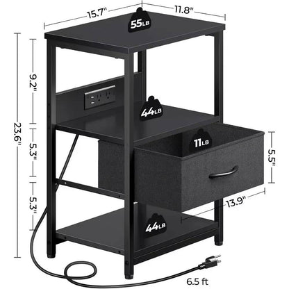 Bedside Table with USB Charger