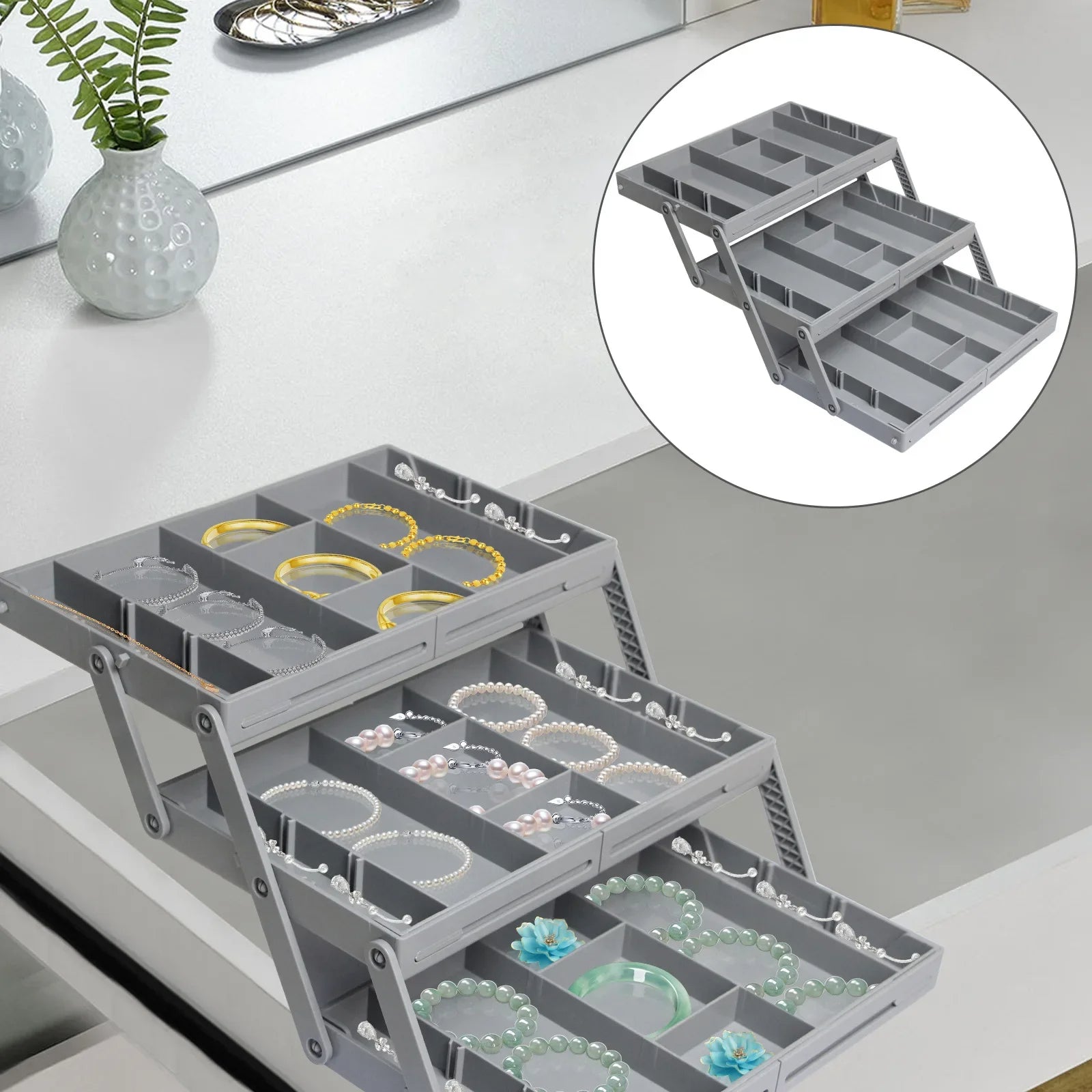 Space Saving 3 Shelf Storage Organizer - Pexav