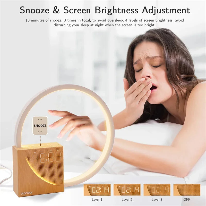 Soothing Nightstand Lamp with White Noise and Clock