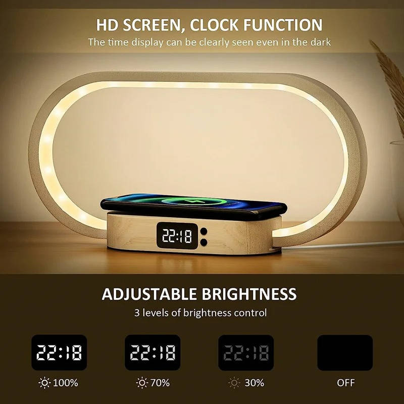 Smart Clock with Wireless Charger and LED Nightlight
