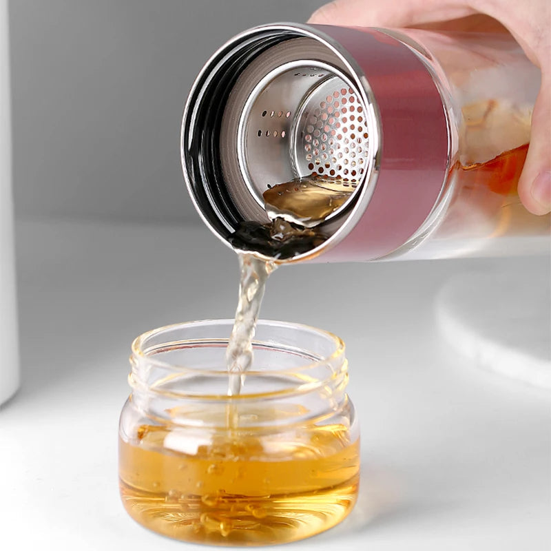 Premium Glass Tea Strainer Infuser Mug