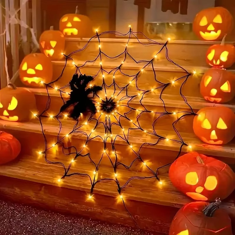 Spooky Outdoor String Web Lights
