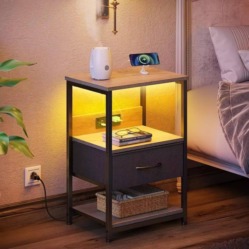 Bedside Table with USB Charger