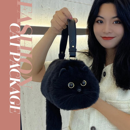 Soft Faux Fur Kitty Tote Bag