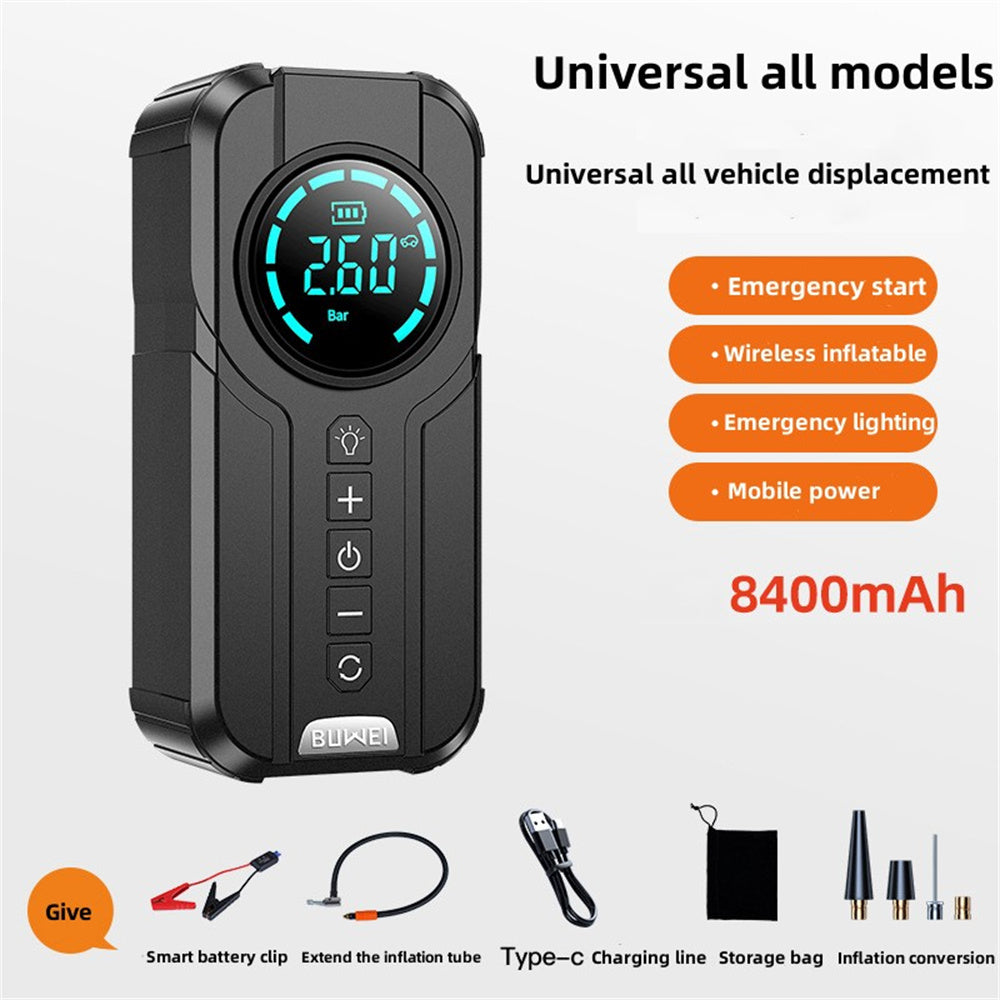 Compact Car Battery Booster with Air Pump & USB Charger