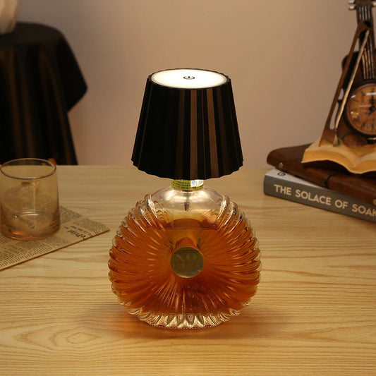 Elegant Glass Bottle Desk Lamp - Pexav