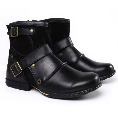 Classic Leather Buckle Ankle Boots