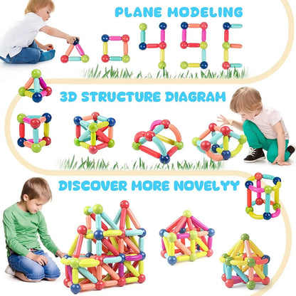Colorful Magnetic Building Blocks for Kids