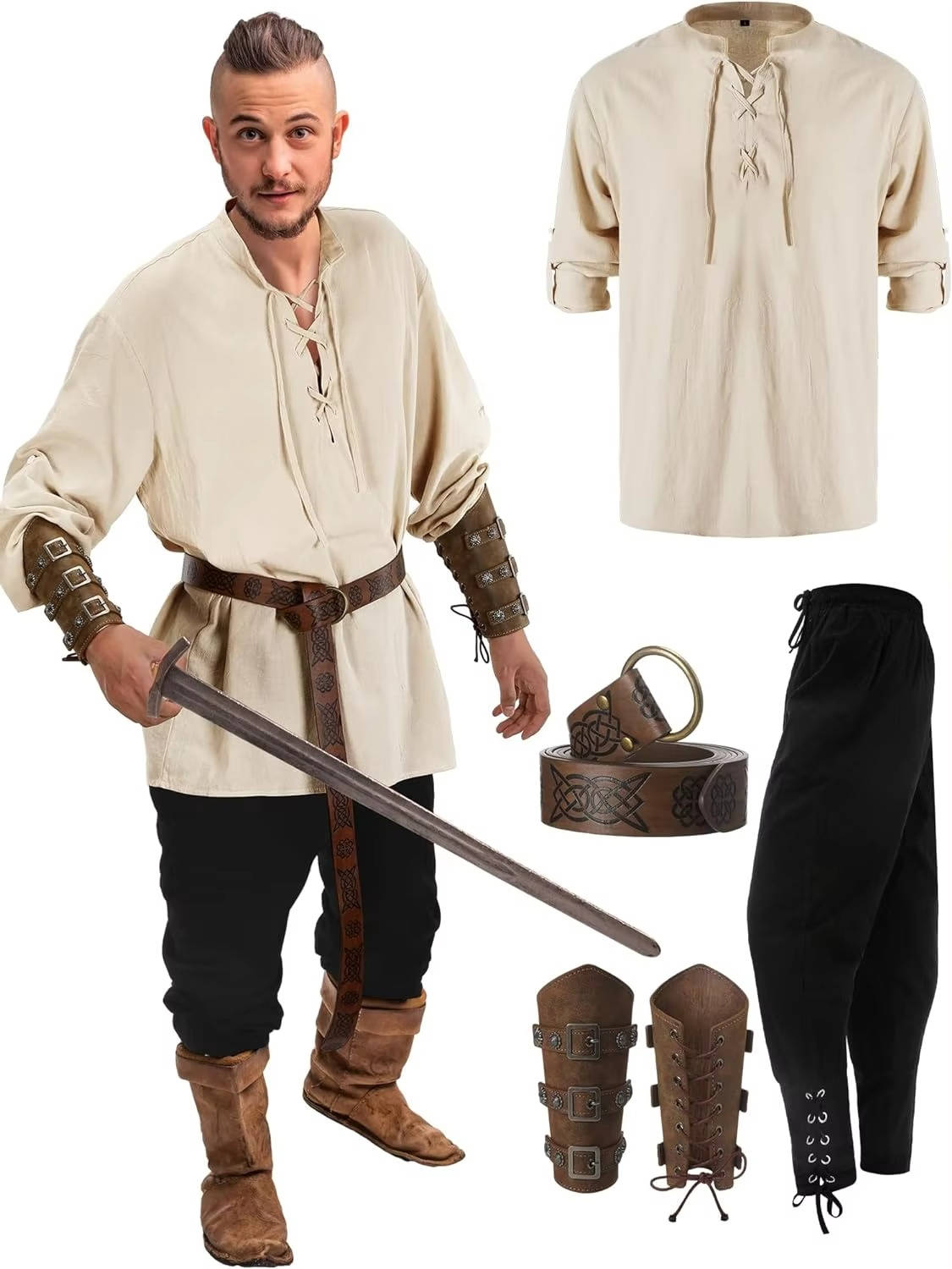 Men's Medieval Knight Halloween Costume Set