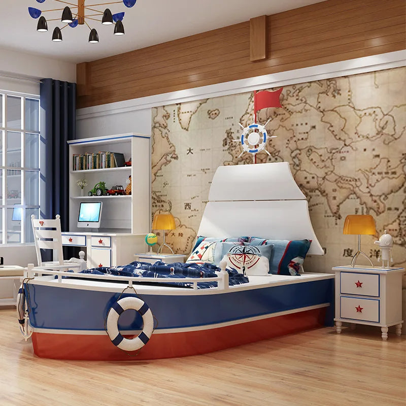 Fun Pirate Wooden Toddler Bed - Pexav