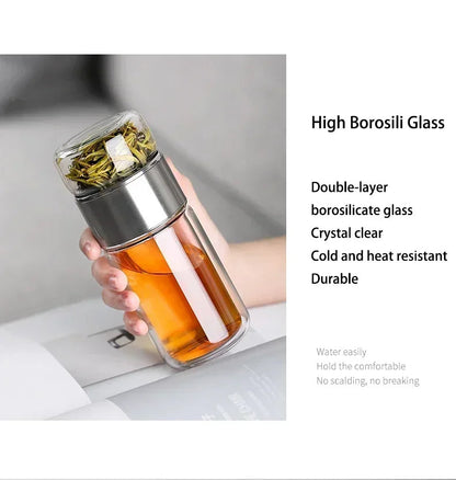 Premium Glass Tea Strainer Infuser Mug