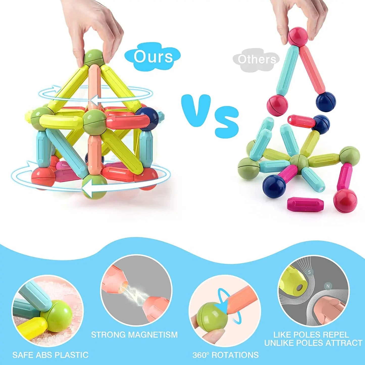 Colorful Magnetic Building Blocks for Kids