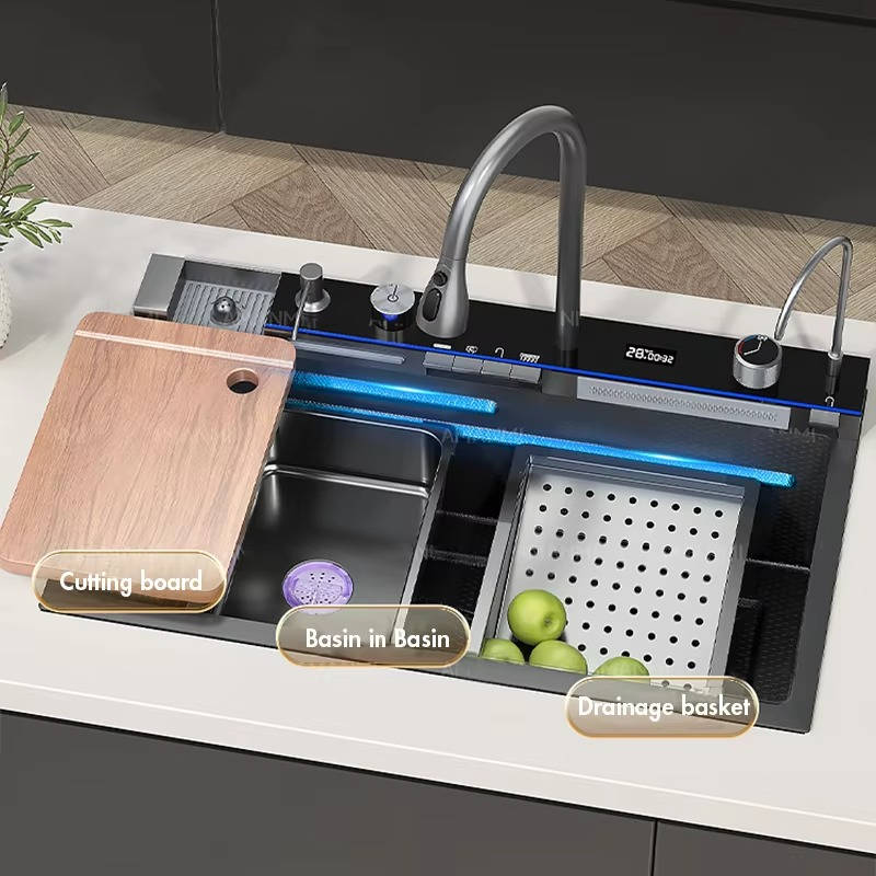 Modern Stainless Steel Kitchen Sink with Faucet