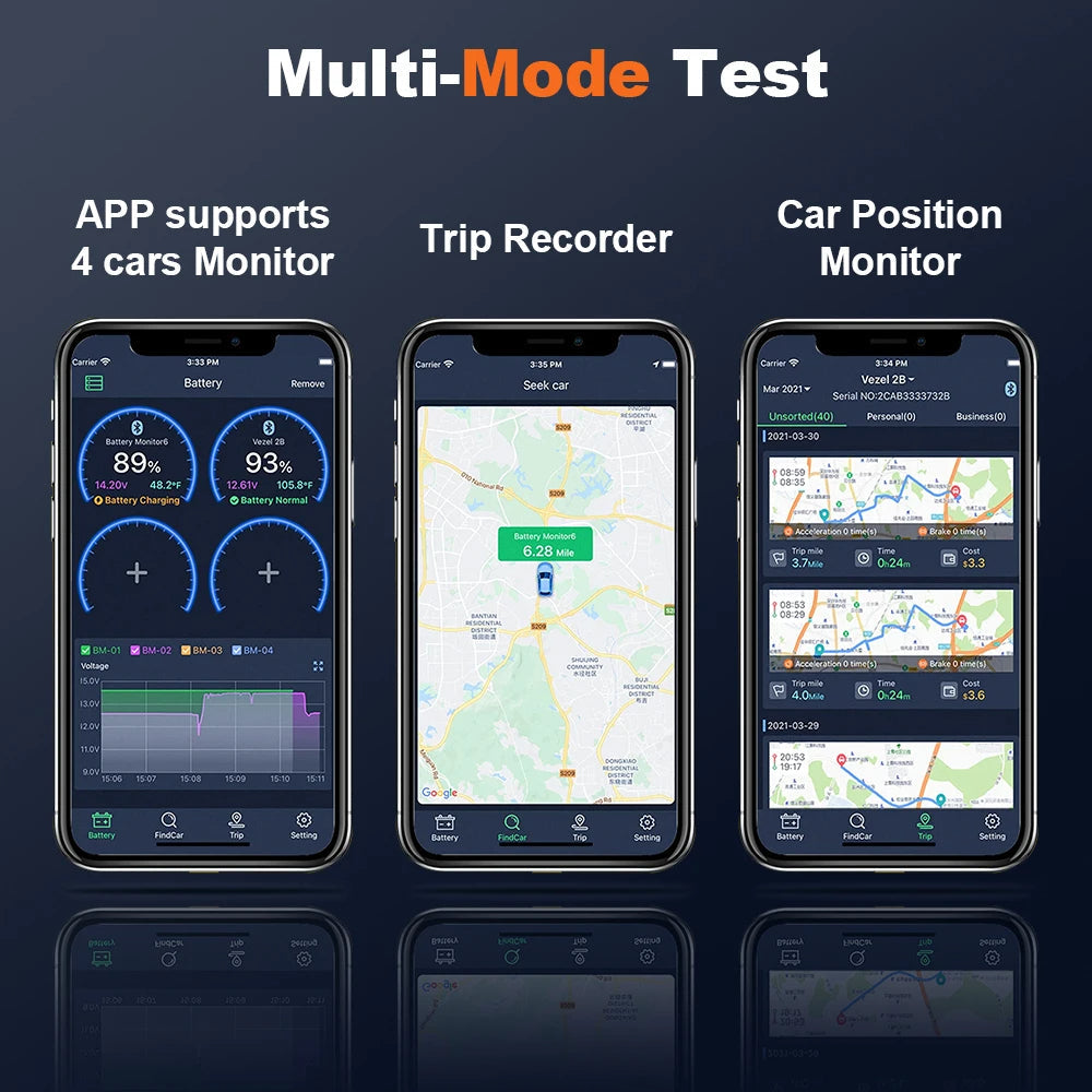 Wireless Car Battery Checker with Bluetooth Connect