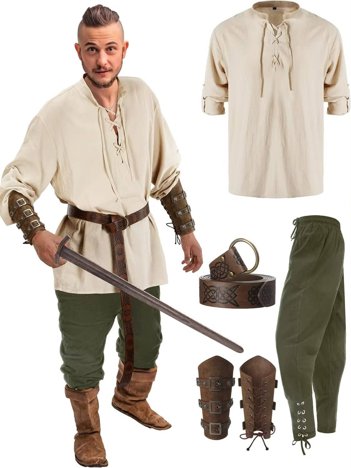 Men's Medieval Knight Halloween Costume Set