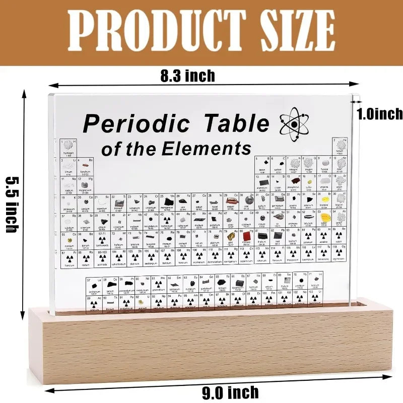 Colorful Periodic Table Lamp with Wood Base