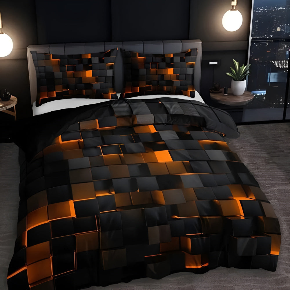 Vibrant Bed Quilt Set Colorful Geo Pattern & Long Lasting