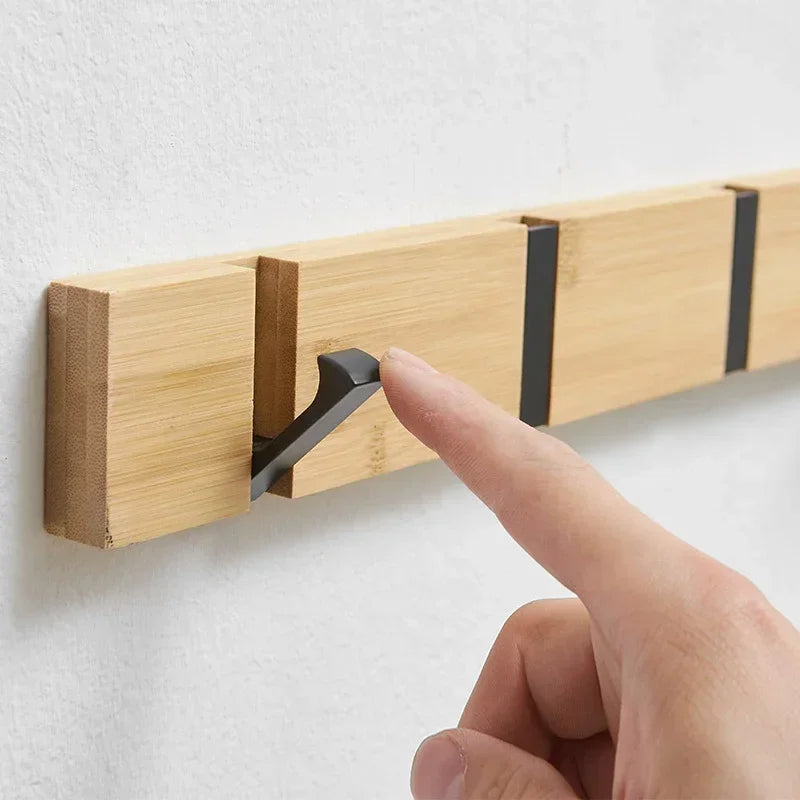 Space-Saving Wooden Coat Rack with Hooks - Pexav