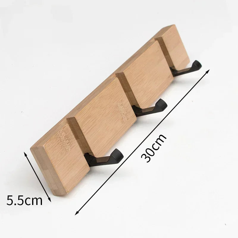 Space-Saving Wooden Coat Rack with Hooks