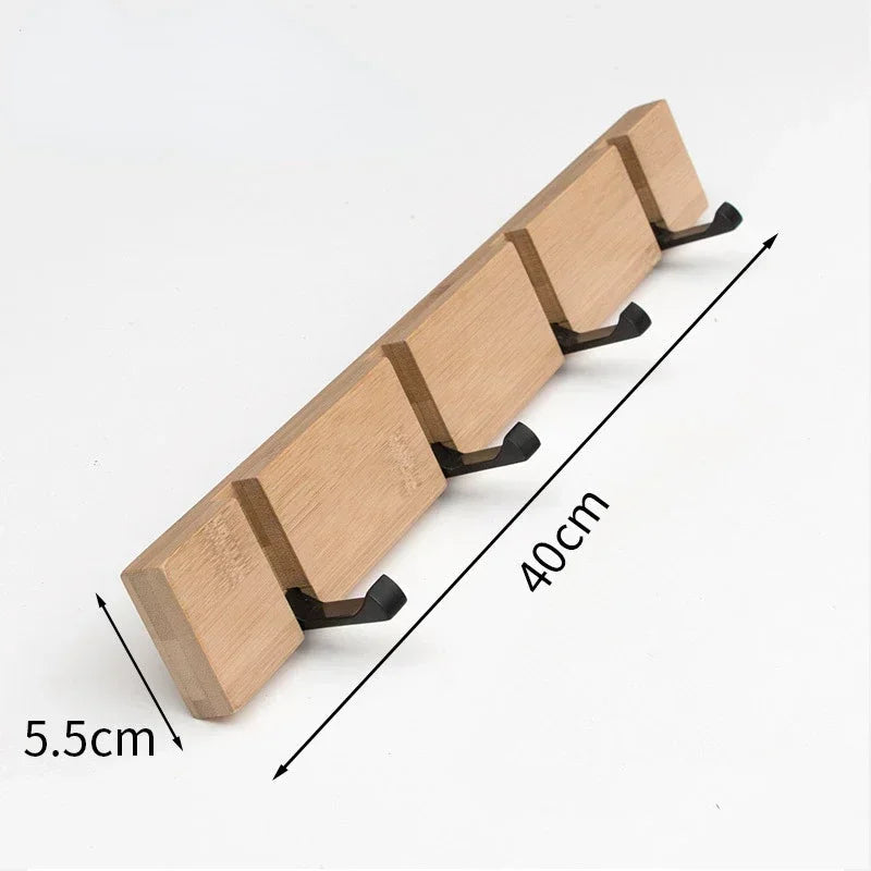 Space-Saving Wooden Coat Rack with Hooks