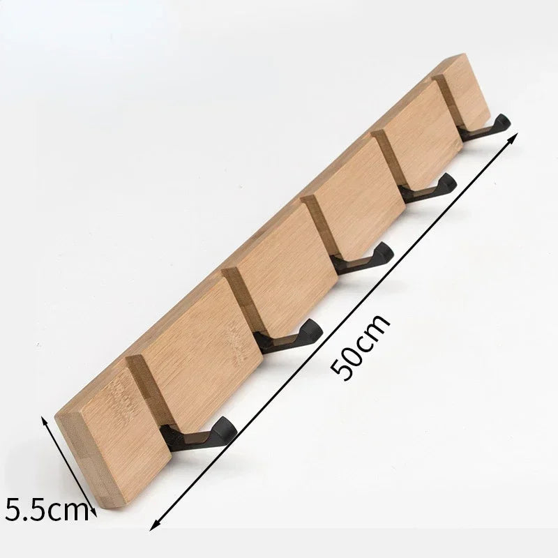 Space-Saving Wooden Coat Rack with Hooks